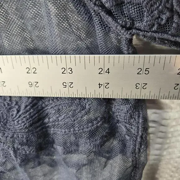 Sundance Sheer Floral Lace Mesh Cardigan Blue Boho Kimono Wrap Shrug Large - Picture 6 of 7